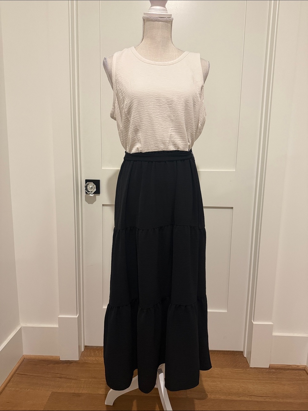 DKNY Black Tiered Maxi Skirt